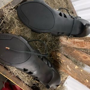 Black heels that ties in the front